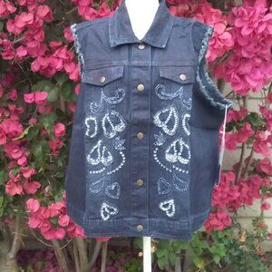 NEW DG2 by Diane Gilman Vest Blue Size 2X Denim Sleeveless